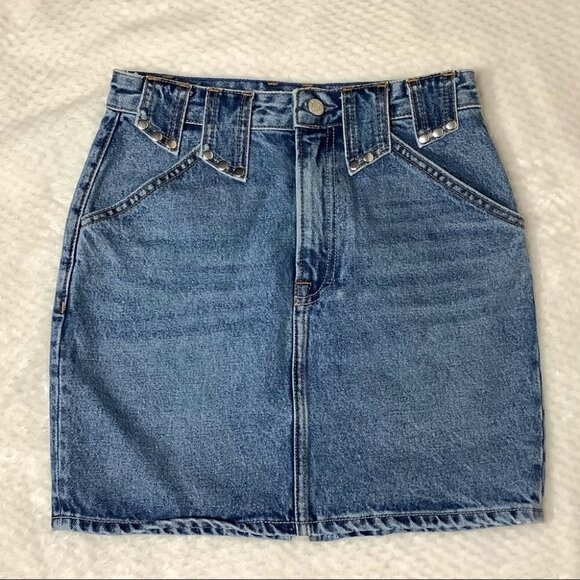 GRLFRND STUDDED DENIM HIGH WAIST MINI SKIRT NWT - Picture 5 of 9
